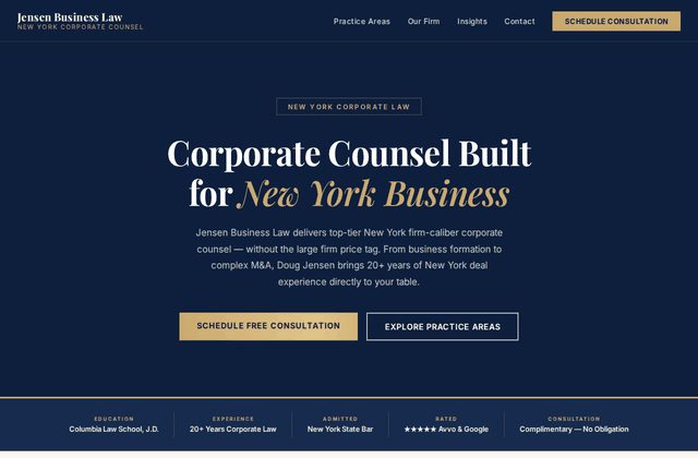 Jensen Business Law website